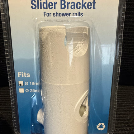 Euroshowers Replacement Shower Rail Slider Bracket | 18mm Tube | White | Push-Button Release