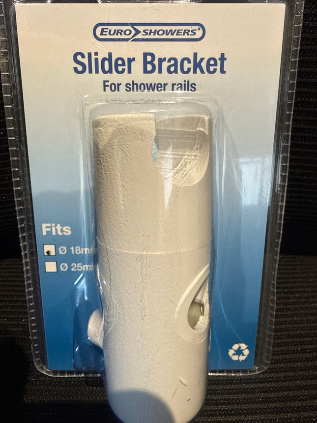 Euroshowers Replacement Shower Rail Slider Bracket | 18mm Tube | White | Push-Button Release