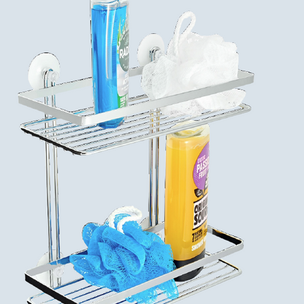 Euroshowers Double Wire Shower Basket | Stainless Steel | Suction or Screw Fix | 3 Year Rust Guarantee