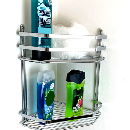 Euroshowers Chrome Wire Corner Shower Basket | Single, Double or Triple
