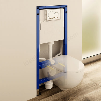 Geberit Duofix 4-in-1 Wall-Hung WC Pack | Alpha01 Flush Plate, Selnova Rimless Pan & Soft Close Seat