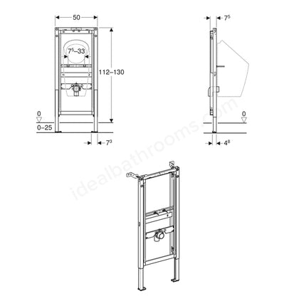 Geberit Duofix Urinal Frame | 112–130cm | Waterless & 1L Urinals | 111.671.00.2