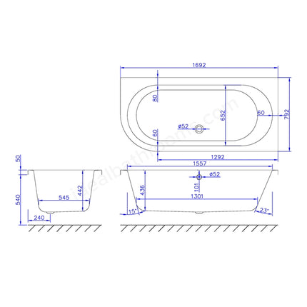 Carron Status 1700 x 800mm Right/Left Hand Bath