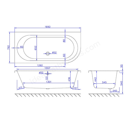 Carron Status 1700 x 800mm Right/Left Hand Bath