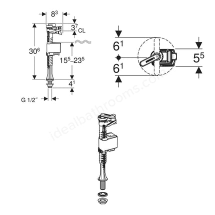 Geberit Type 380AG Fill Valve — Boxed Retail Pack | Bottom Entry | WRAS Approved