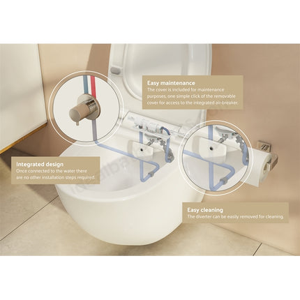 VitrA Aquacare Integra Rim-Ex Back-to-Wall Shower Toilet with Seat & Thermostatic Valve | White
