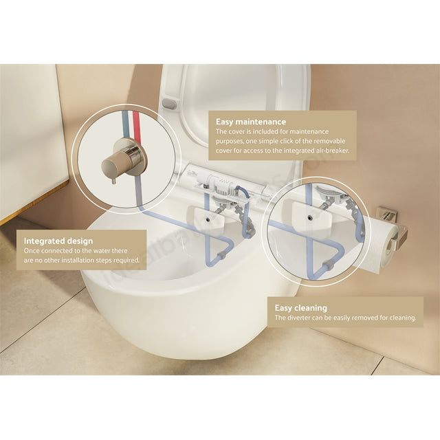 VitrA Aquacare Integra Rim-Ex Back-to-Wall Shower Toilet with Seat & Thermostatic Valve | White