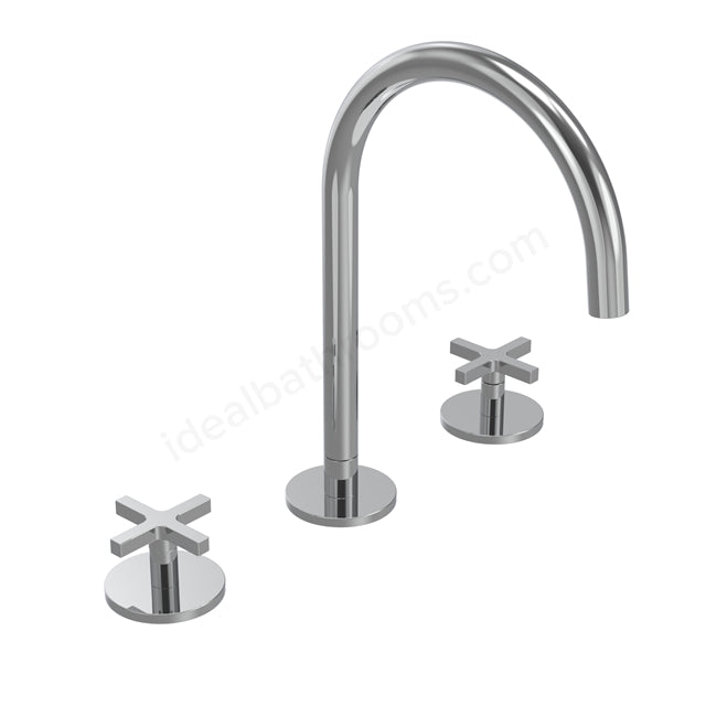 Tavistock Cohort Cross Head 3 Hole Basin Mixer Tap - Twin Handle - 3 Finishes Chrome