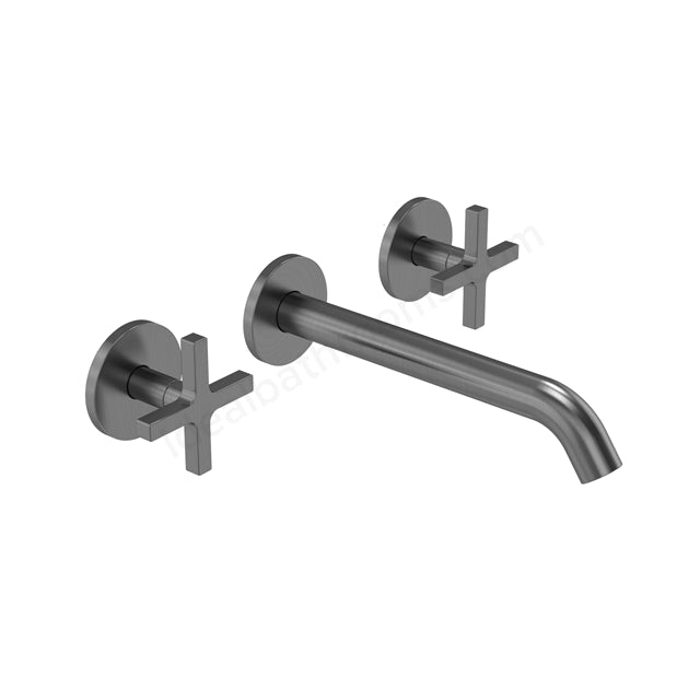 Tavistock Cohort Cross Head Wall Mounted Basin Mixer Tap - Twin Handle - 3 Finishes Gunmetal