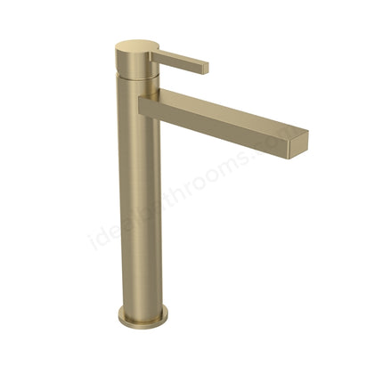 Tavistock Cohort Cross Head Tall Basin Mixer Tap - Single Lever with Click Waste - 3 Finishes Brushed Brass