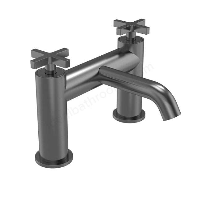 Tavistock Cohort Cross Head Deck Mounted Bath Filler Tap - Twin Handle - 3 Finishes Gunmetal