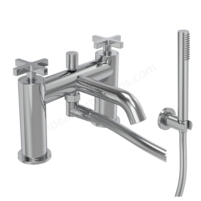 Tavistock Cohort Cross Head Deck Mounted Bath Shower Mixer Tap - Twin Handle - 3 Finishes Chrome