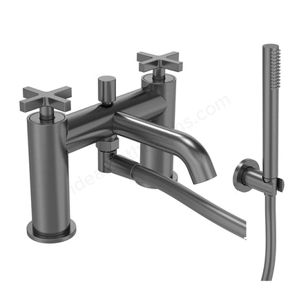 Tavistock Cohort Cross Head Deck Mounted Bath Shower Mixer Tap - Twin Handle - 3 Finishes Gunmetal