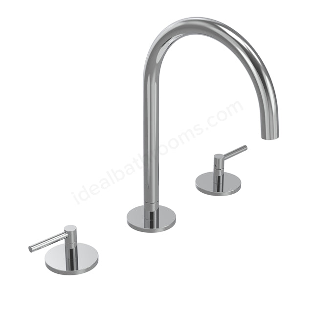 Tavistock Cohort Lever 3 Hole Basin Mixer Tap - Twin Handle with Click Waste - 3 Finishes Chrome