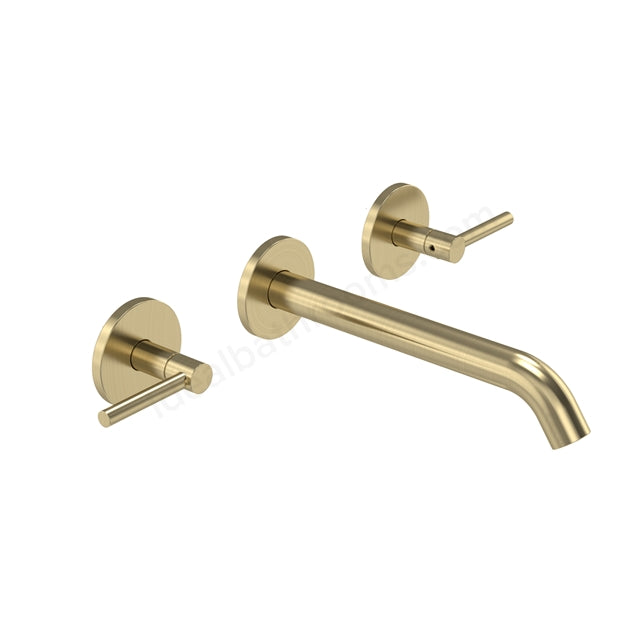 Tavistock Cohort Lever Wall Mounted Basin Mixer Tap - Twin Handle - 3 Finishes Brushed Brass