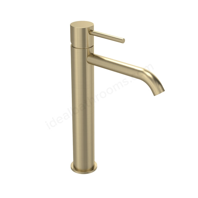 Tavistock Cohort Lever Tall Basin Mixer Tap - Single Lever with Click Waste - 3 Finishes Brushed Brass