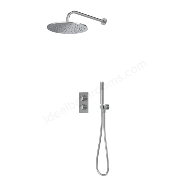 Tavistock Cohort Dual Function Shower System - Concealed Mixer with Overhead & Handset Outlet - 3 Finishes Chrome