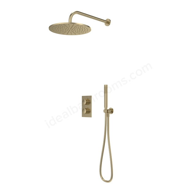 Tavistock Cohort Dual Function Shower System - Concealed Mixer with Overhead & Handset Outlet - 3 Finishes Brushed Brass