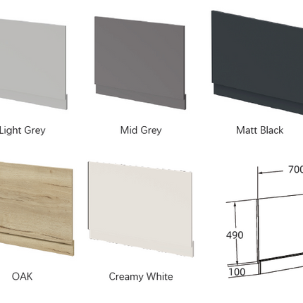 700mm Waterproof Bath Panel with Plinth | 8 Colours | 18mm PVC | Aqua Elegance