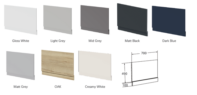 700mm Waterproof Bath Panel with Plinth | 8 Colours | 18mm PVC | Aqua Elegance