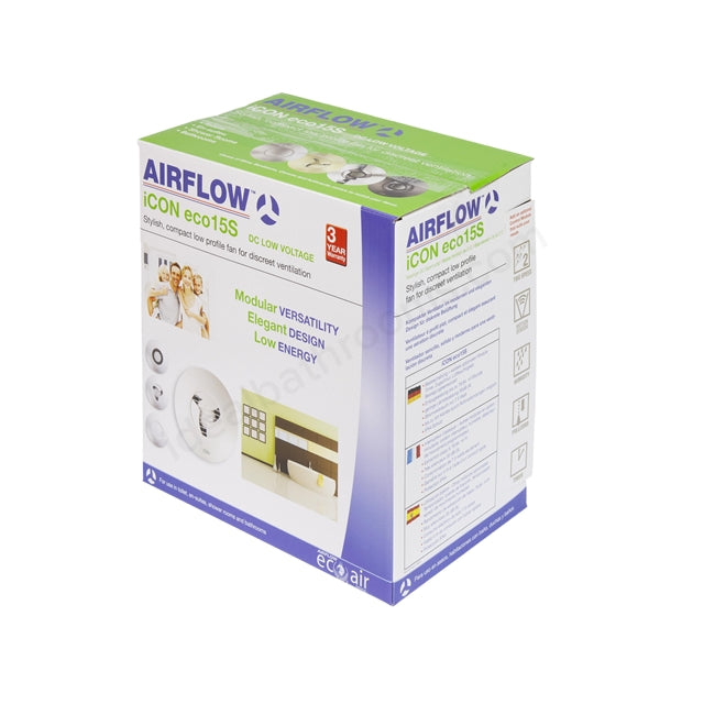 Airflow iCON 15 SELV Low Energy Mixed Flow Fan | 12V DC | Surface or Recessed