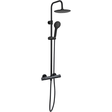 Euroshowers Thermostatic Shower System | Adjustable Rail 790–1280mm | Overhead & Handheld | Chrome or Black