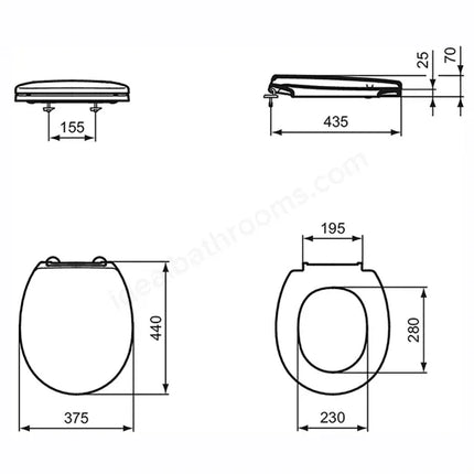 Armitage Shanks Contour 21 Toilet Seat & Cover - Blue | Top Fix Hinges | BS1254 Standard