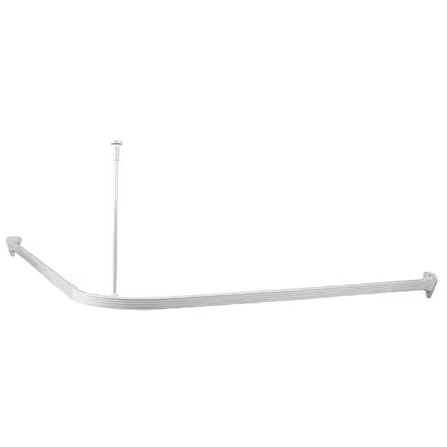 Euroshowers Professional Rigid Shower Curtain Track | 3m White Aluminium | Corner Bath Rail