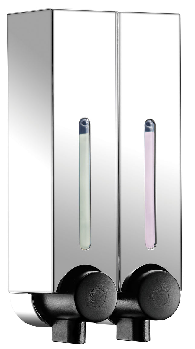 Euroshowers Mini Chic Square Gel Dispenser | Double | Black, Chrome or White