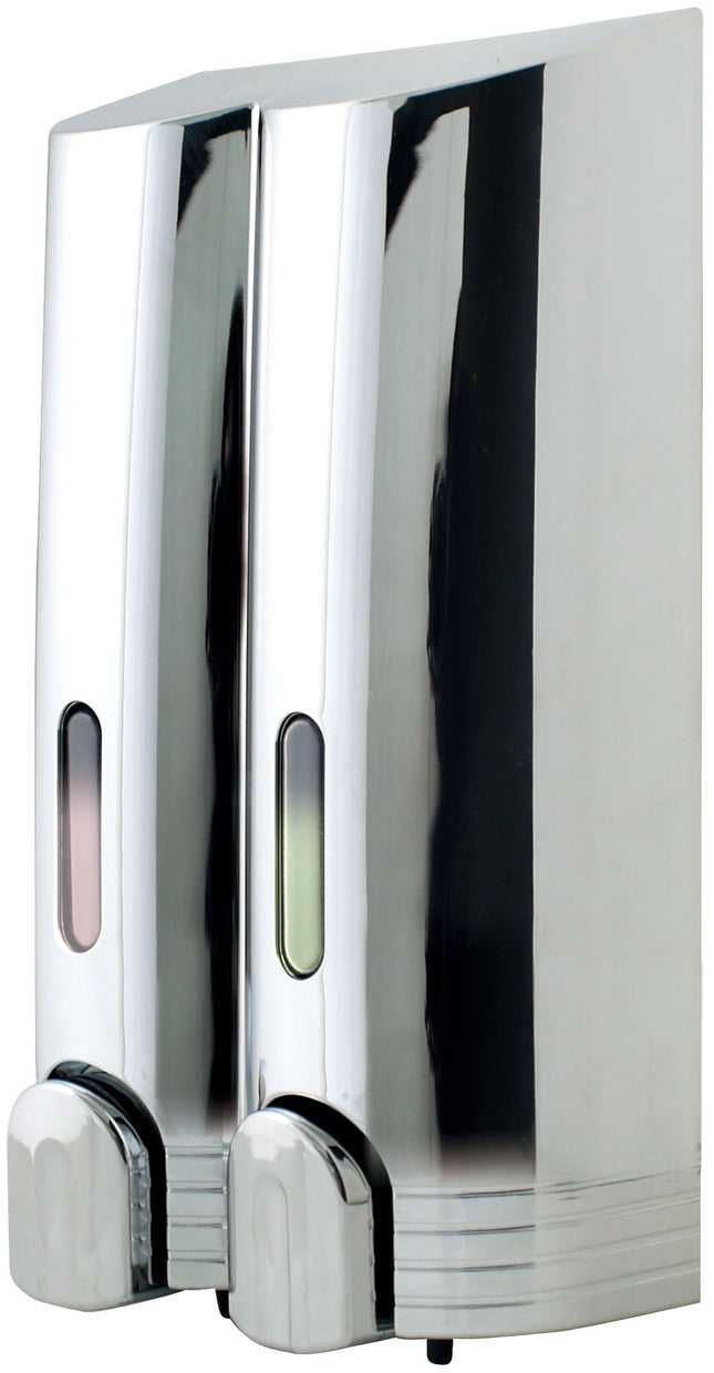 Euroshowers Tall Round Gel Dispenser | Double | Chrome or White | 2 x 380ml