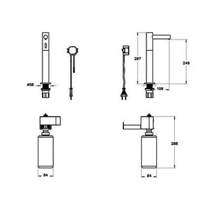 VitrA Origin Touch-Free Soap Dispenser – Tall | Chrome | Battery Powered