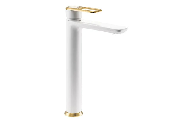 Abode Levarto Tall Basin Mixer Tap for Countertop Basins - 5 Finishes Matt White Brass