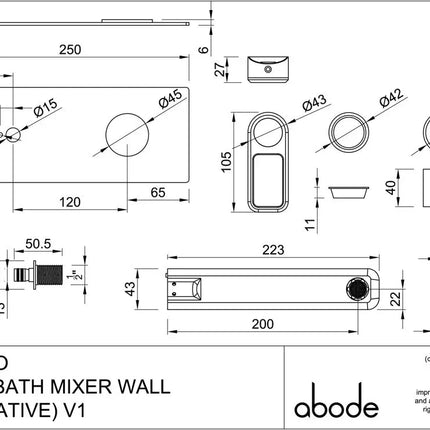 Abode Levarto Wall Mounted Bath/Basin Mixer Tap - 5 Finishes