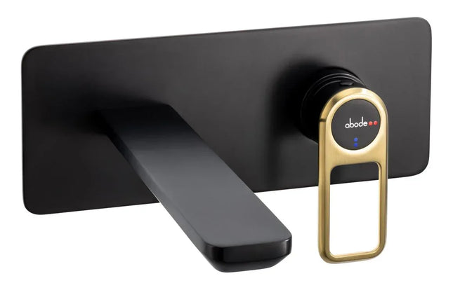 Abode Levarto Wall Mounted Bath/Basin Mixer Tap - 5 Finishes Matt Black Brass