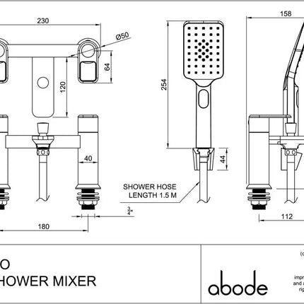 Abode Levarto Bath Shower Mixer Tap - 5 Finishes Available