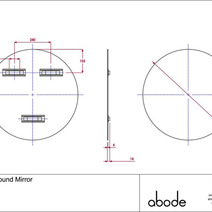 Abode Aruna 600mm Frameless Round Mirror