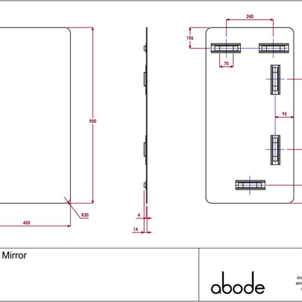 Abode Aruna 450x900mm Frameless Tablet Mirror