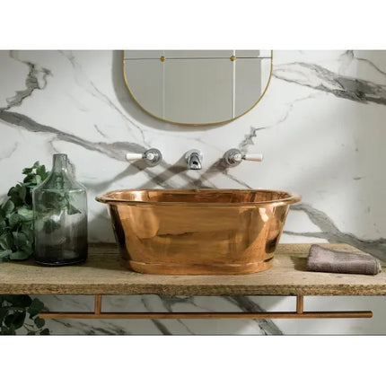 BC Designs Copper Oval Countertop Basin 530mm - Handcrafted