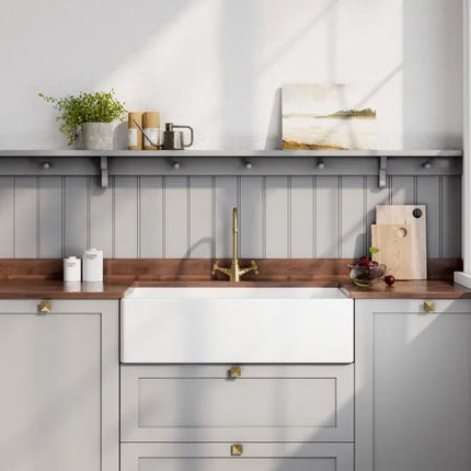 Nuie Single Bowl 895 x 460 x 245mm Fireclay White Belfast Sink