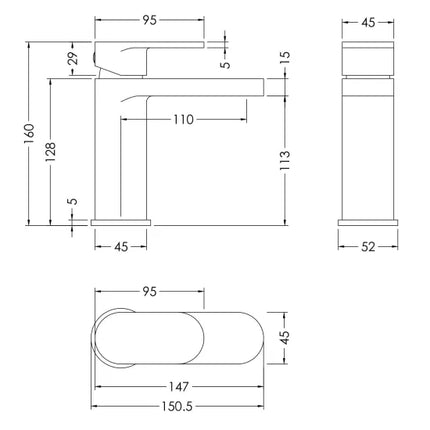 Binsey Basin Mono Tap | Chrome Black Brass Bronze Pewter | Nuie