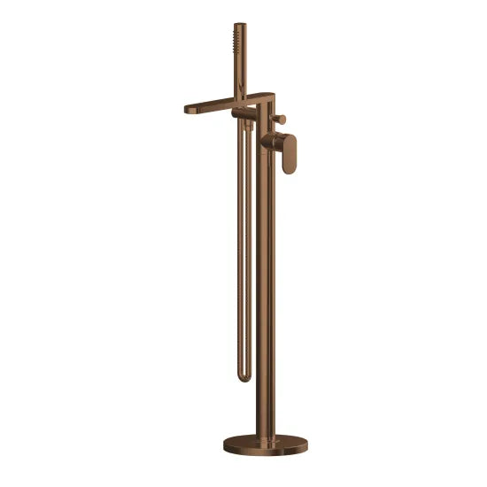 Nuie Binsey Freestanding Bath Shower Mixer - Floor Mounted Tap with Handheld Shower Brushed Bronze