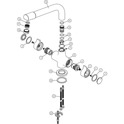 Prima Classic Dual Lever Quarter Turn Mixer Tap - Chrome