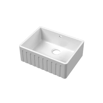 Nuie Single Bowl Fireclay White Fluted Butler Sink