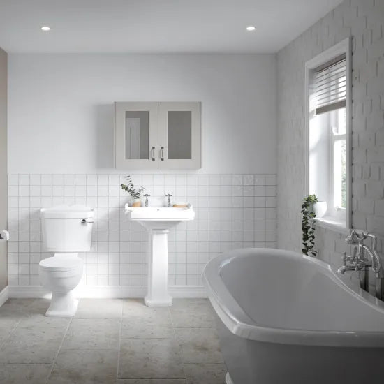 Nuie Legend Traditional Close Coupled Toilet — White Vitreous China, Cistern & Seat Included