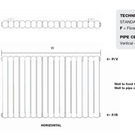 Cassius Horizontal Designer Radiator - White & Anthracite - 500mm x 507-1410mm