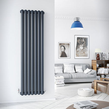 Cassius Vertical Designer Radiator - White & Anthracite - 1800mm x 230mm, 370mm & 510mm