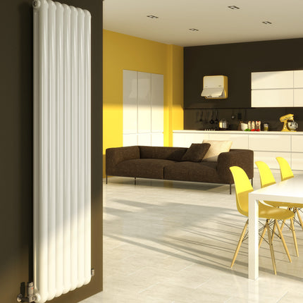 Cassius Vertical Designer Radiator - White & Anthracite - 1800mm x 230mm, 370mm & 510mm