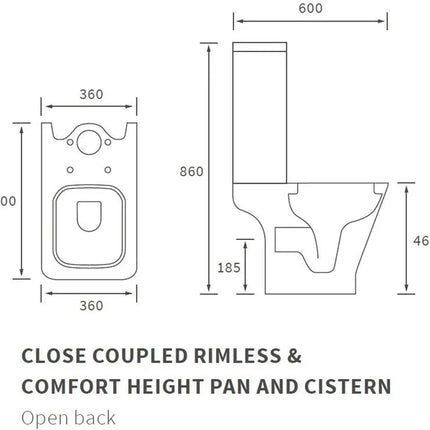 Sondrio Rimless Comfort Height Close Coupled WC with Soft Close Seat - White | Lifetime Guarantee