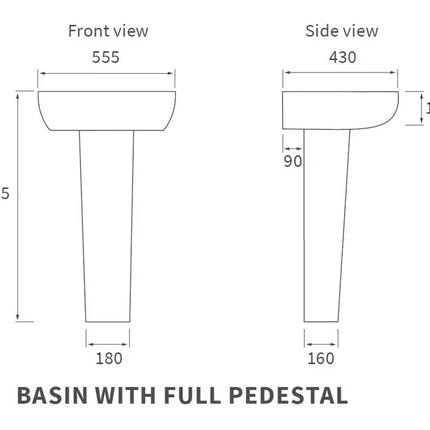 Coniston 555x430mm 1TH Basin & Full Pedestal