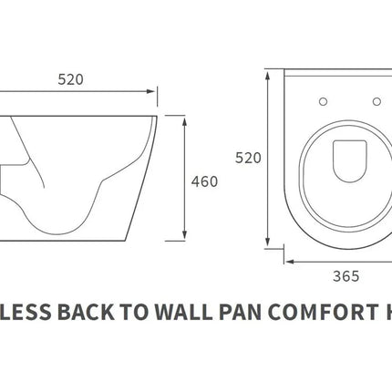 Coniston Rimless Back to Wall Comfort Height WC with Soft Close Seat